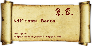 Nádassy Berta névjegykártya